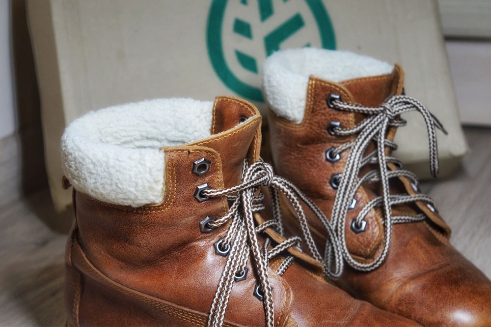 Ботинки з натуральної шкіри хутро мех коричневі хайкери берці Forester