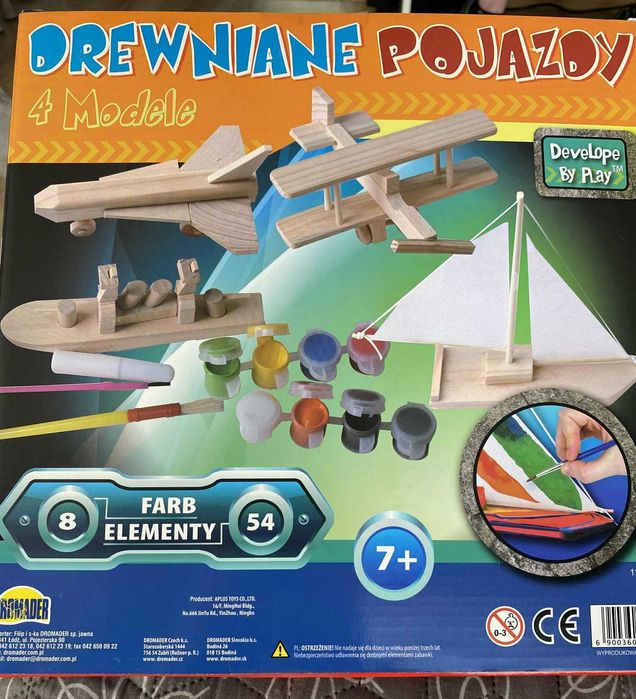 pojazdy drewniane do składania i pomalowania "Dromader" - nowe