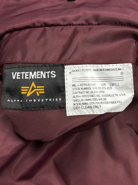 Vetements Alpha Industries MA-1 Bomber бомбер пуховик куртка S M L XS