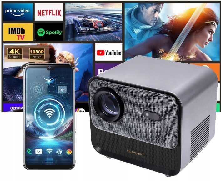 Projektror LED SUREWHEEL SW30 rzutnik WiFi FULL HD Android TV 220" 4K
