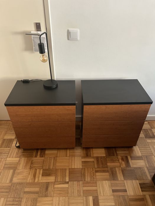 Conjunto Mesas cabeceira preto/cerejeira