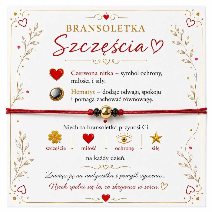 Bransoletka z hematytem – siła, ochrona i równowaga Gratis Woreczek Z Organzy