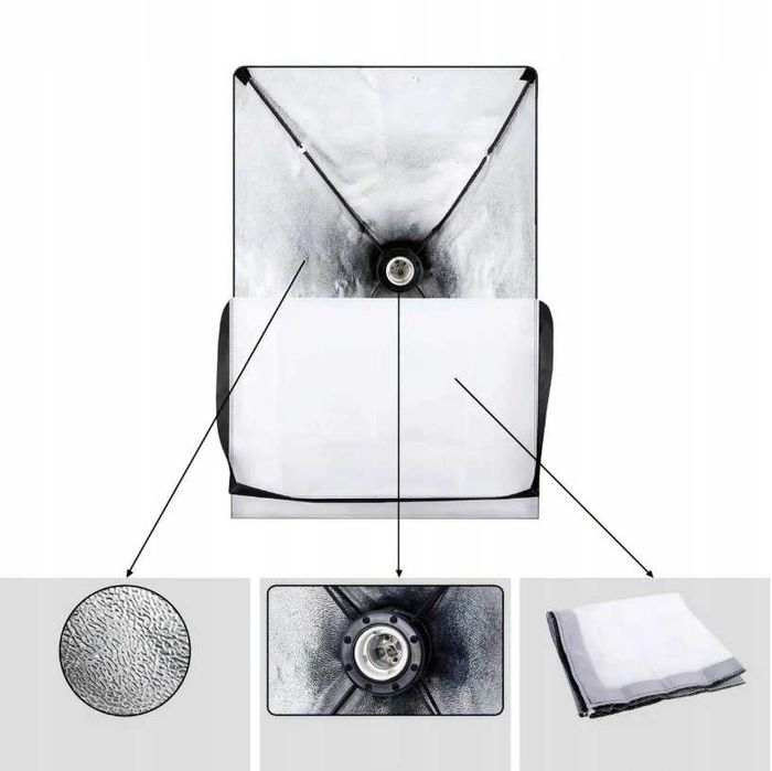 Zestaw Lamp Studyjnych 2x Softbox 50x70 LED Statywy Fotografia NOWE