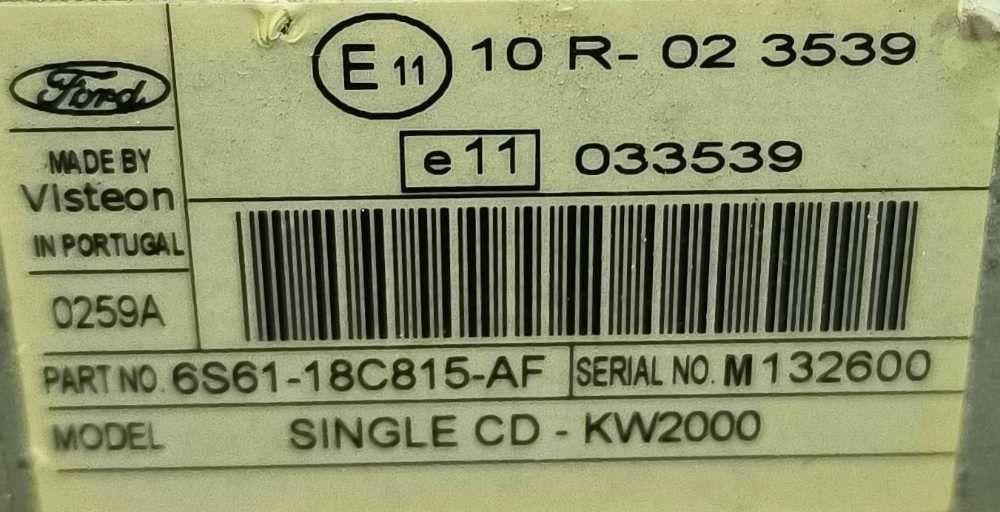 Rádio / Auto Rádio 6S61-18C815-AF - FORD FOCUS II