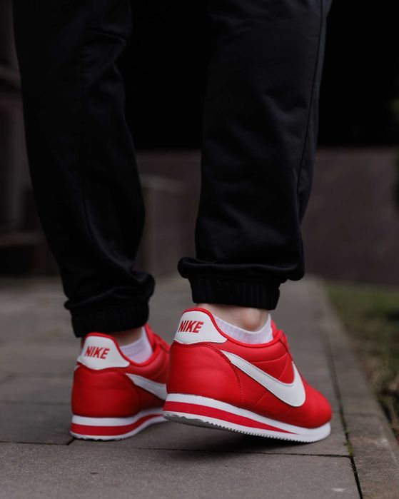 Кросівки Nike Cortez червоні шкіряні | кроссовки Nike Cortez