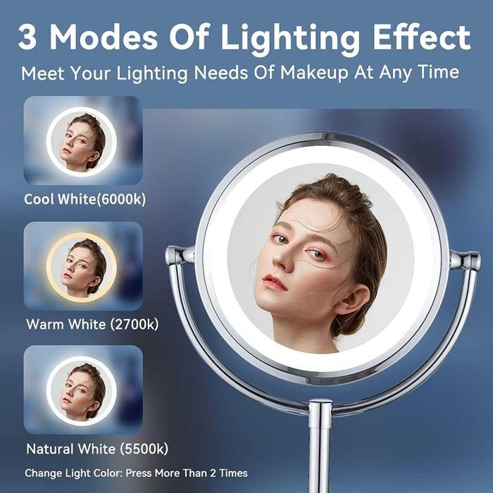 Lusterko do makijażu dwustronne stojące LED 7x/1x 21,5 cm