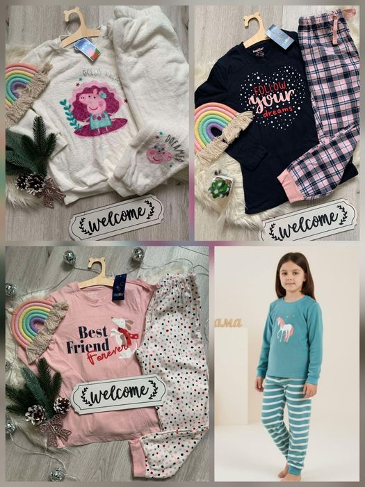 Піжама бавовна/фланель для дівчинки від 2 до 12 р, (98/146 ріст) НОВА