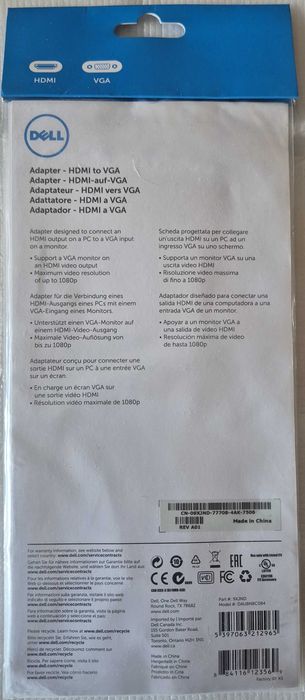 Adaptador Dell HDMI para VGA (NOVO)