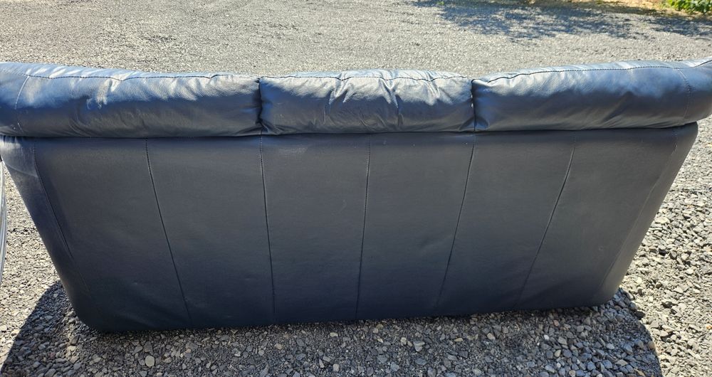 Шкіряний диван (комплек 3+2+1) . Колір синій