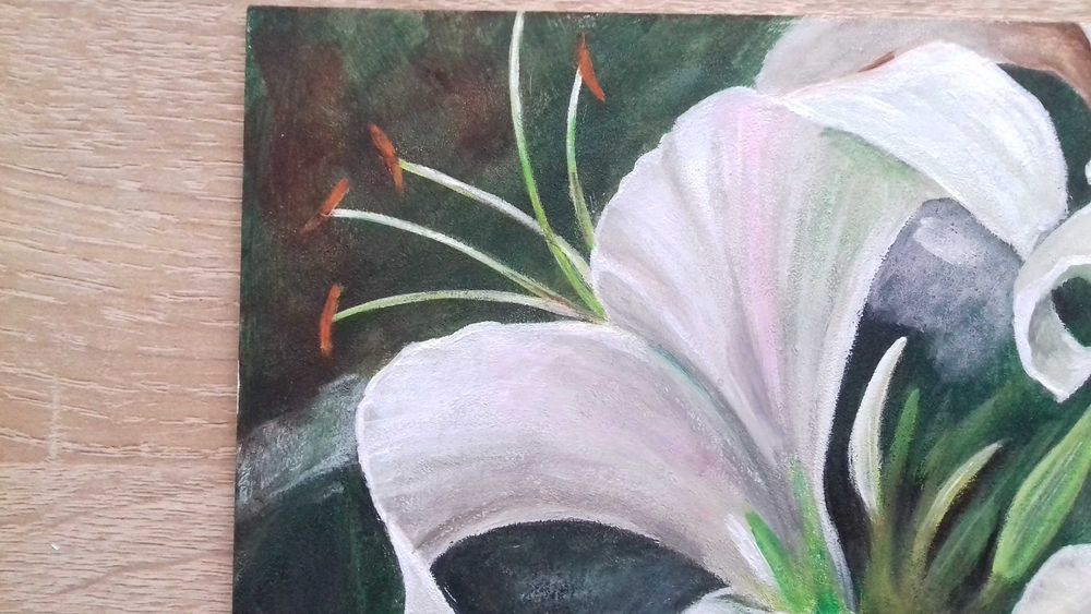 Картина акрил квіти лілії натюрморт цветы лилии