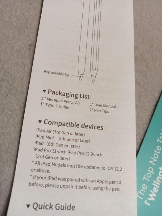 Універсальний стилус Metapen А8 для iPad 2018-2024, iPad Pro, iPad Air, iPad Mini