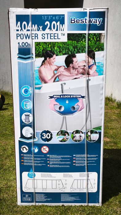 Piscina tubular retangular Bestway Power Steel 404x201x100cm +Escada+Filtro Cartucho Seal&LockSystem