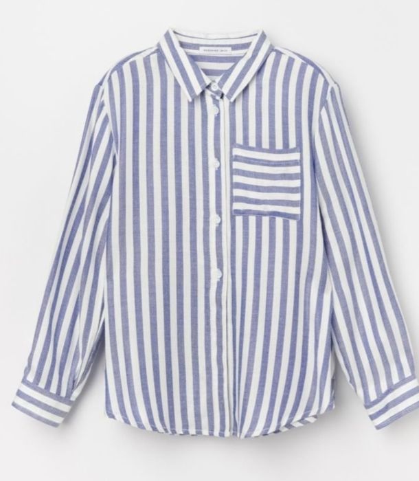 ZARA*koszula biała w niebieskie pasy 100%bawełna przewiewna r. 116