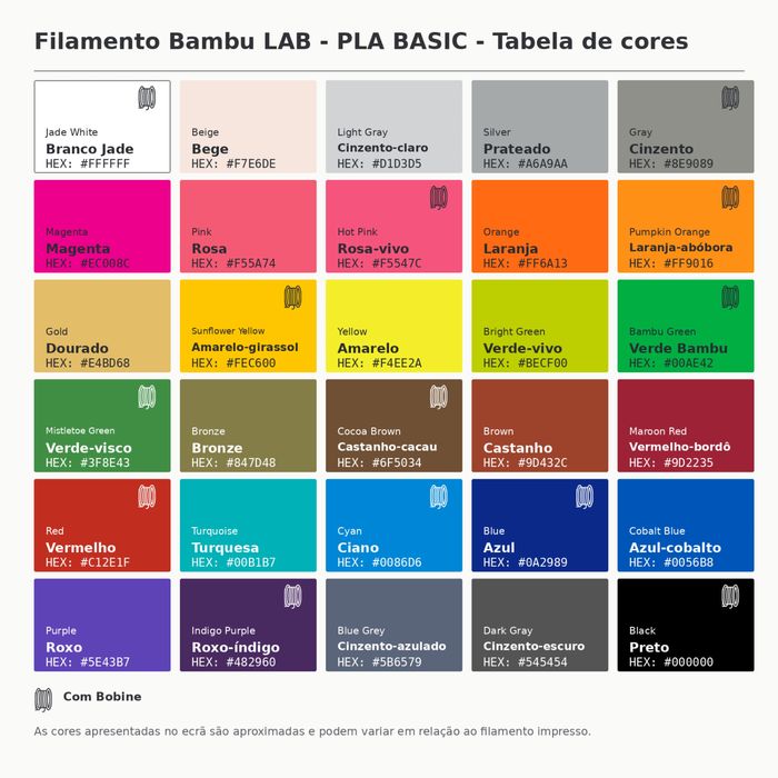 Filamento PLA Bambu Lab para Impressora 3D | Basic e Matte