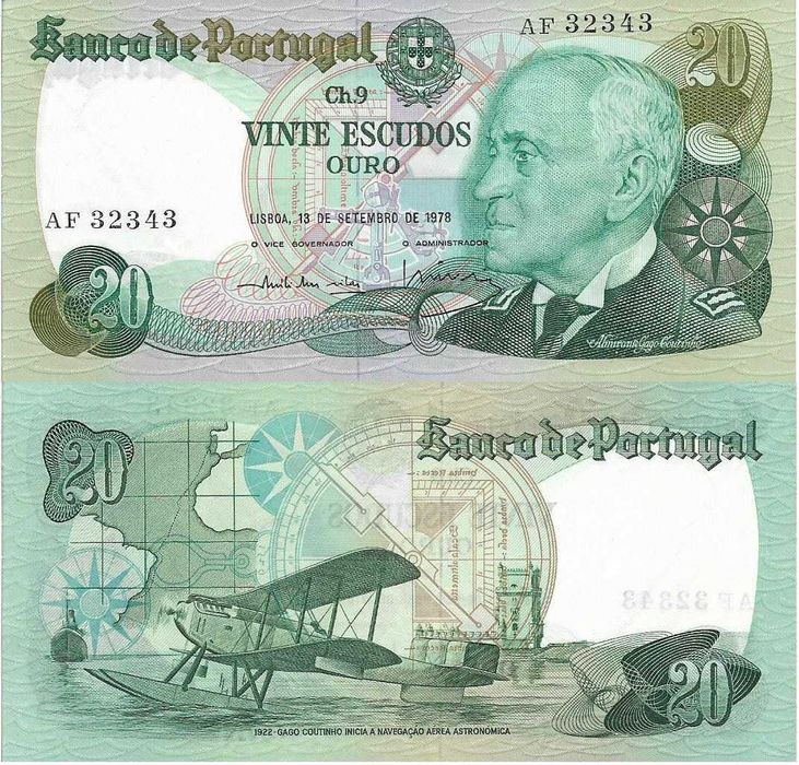 Portugal - - - 20$00 - Almirante Gago Coutinho - - - - - Notas