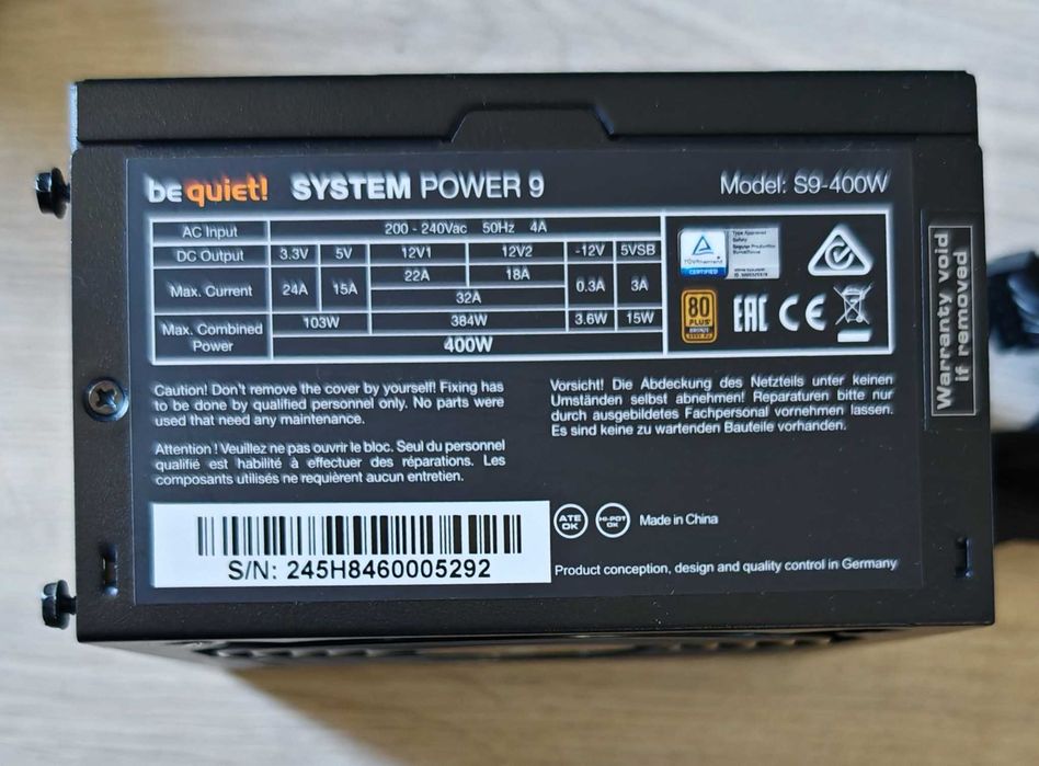 Zasilacz komputerowy be quiet! System Power 9 400W 80 Plus Bronze