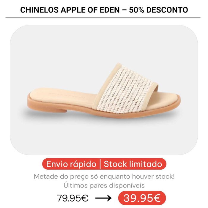 50% Desconto - Chinelo Apple of Eden Shoes