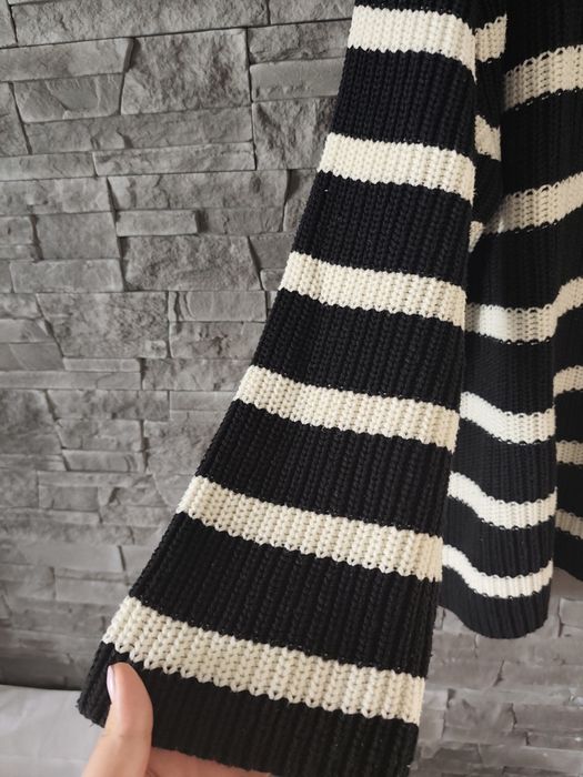 Jesienny oversizowy sweterek w paski H&m r. L-2xl