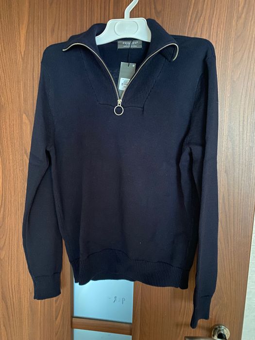 Sweter granatowy z suwakiem S, nowy z metką