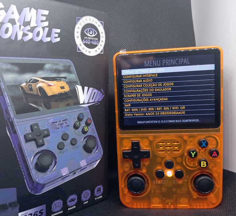 R36S Retro Console COMO NOVA + Capa + Película + Caixa Completa