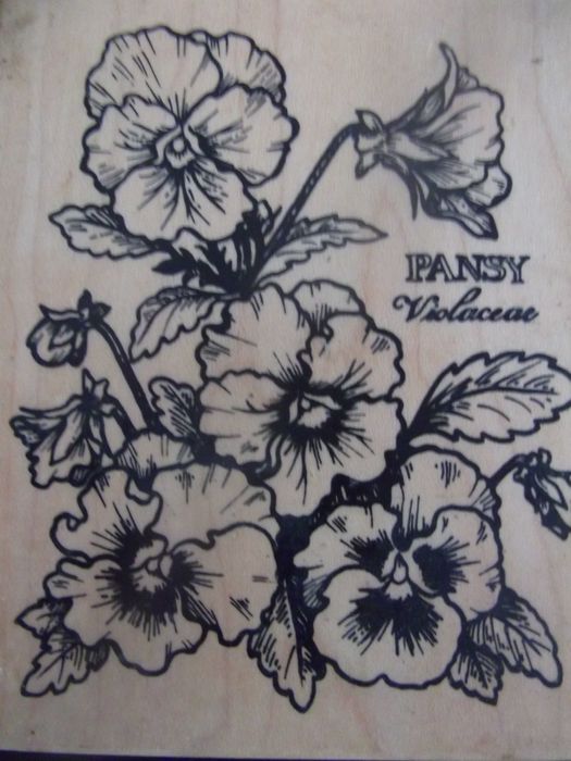Carimbo em madeira Flor / Wooden stamp Flower - "Pansy Violaceae"