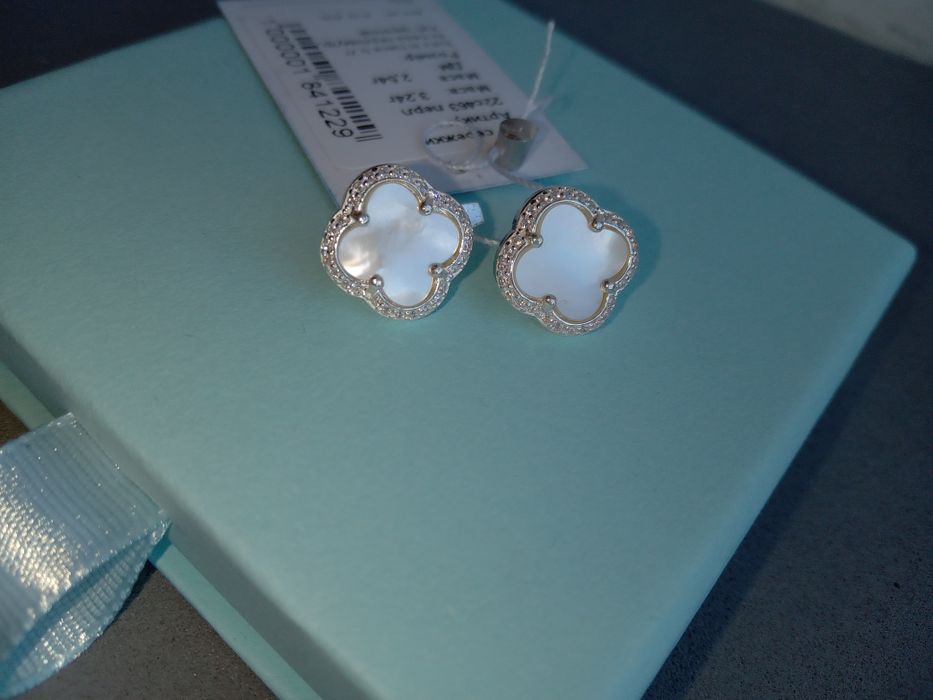 Серебряный комплект набор Ван Клиф Van Cleef  черный оникс