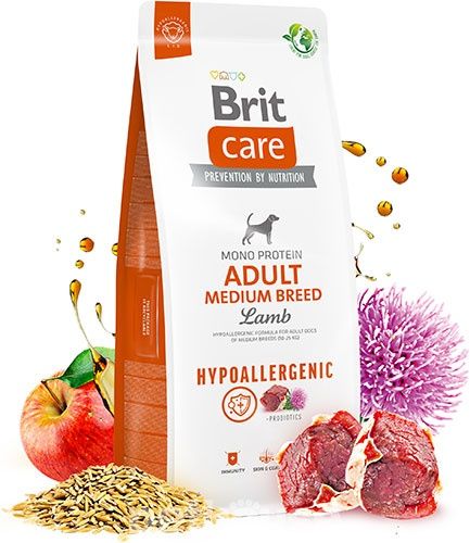 Корм brit care  для собак з ягнятком для середніх порід собак 3 кг