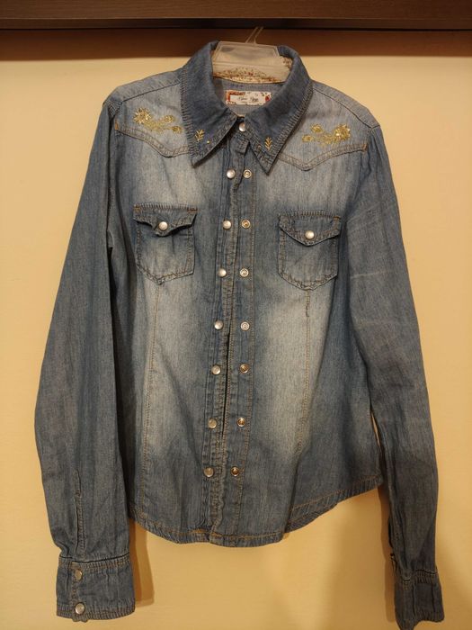 Koszula jeansowa złoty haft Blue Rags