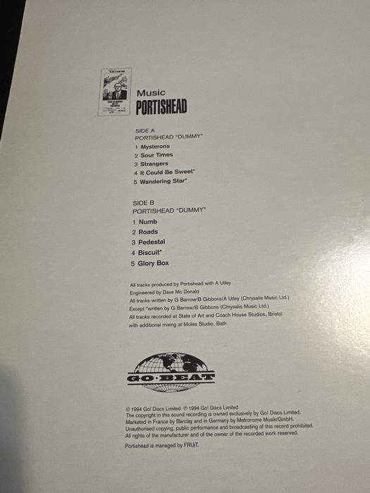 Portishead - Dummy 1994 Europe winyl