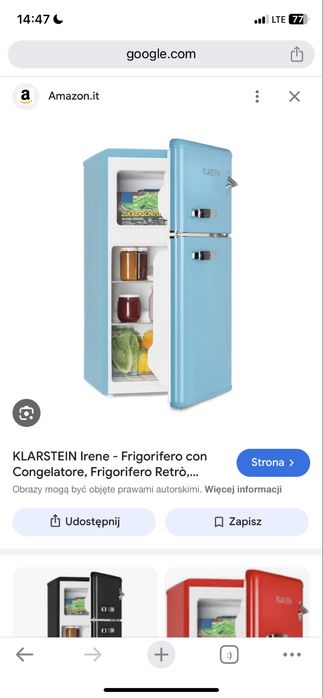 Lodówka Retro Klarstein Irene 86 cm 61L/24L