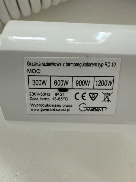 Grzałka 600W biała