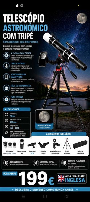 Telescópio Pro. 199€. Oportunidade