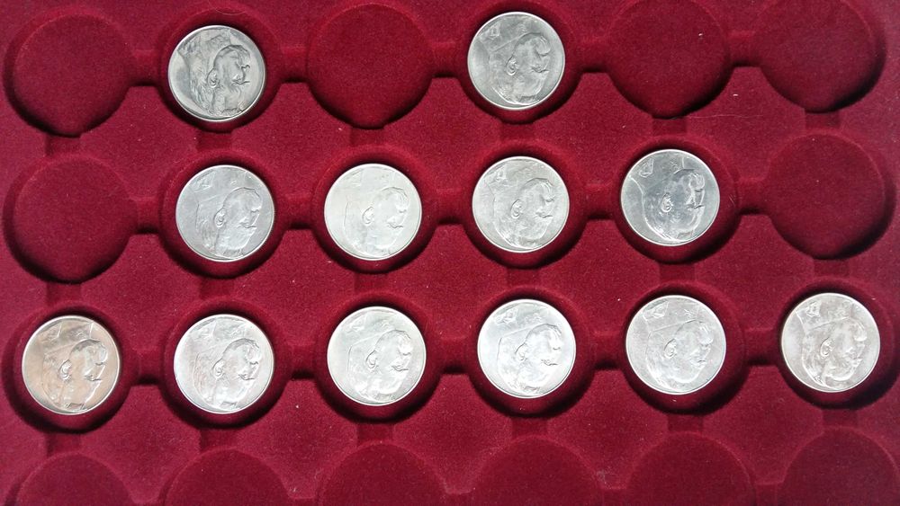 Zestaw monet 10 zł 1934 Piłsudski wszystkieroczniki 35, 36, 37, 38, 39