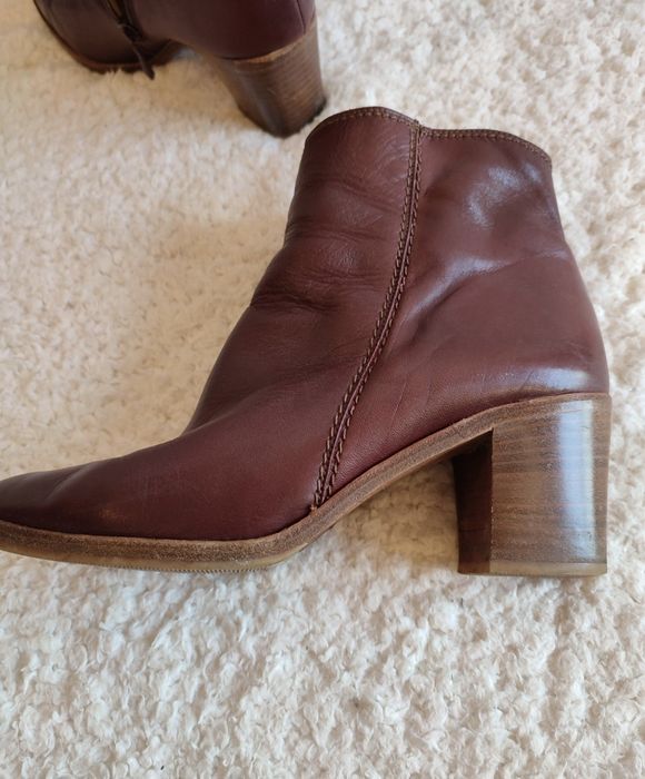 Skórzane botki damskie Harrah, bordowe, rozmiar 40,5