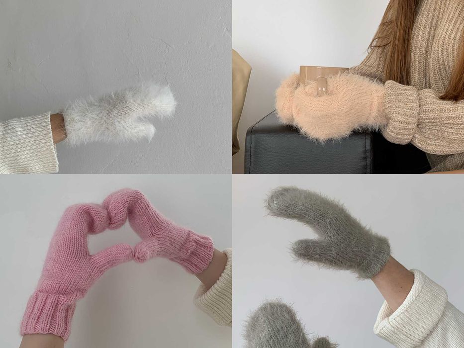 Теплі вʼязані зимові рукавиці, вовняні рукавиці, ручна робота