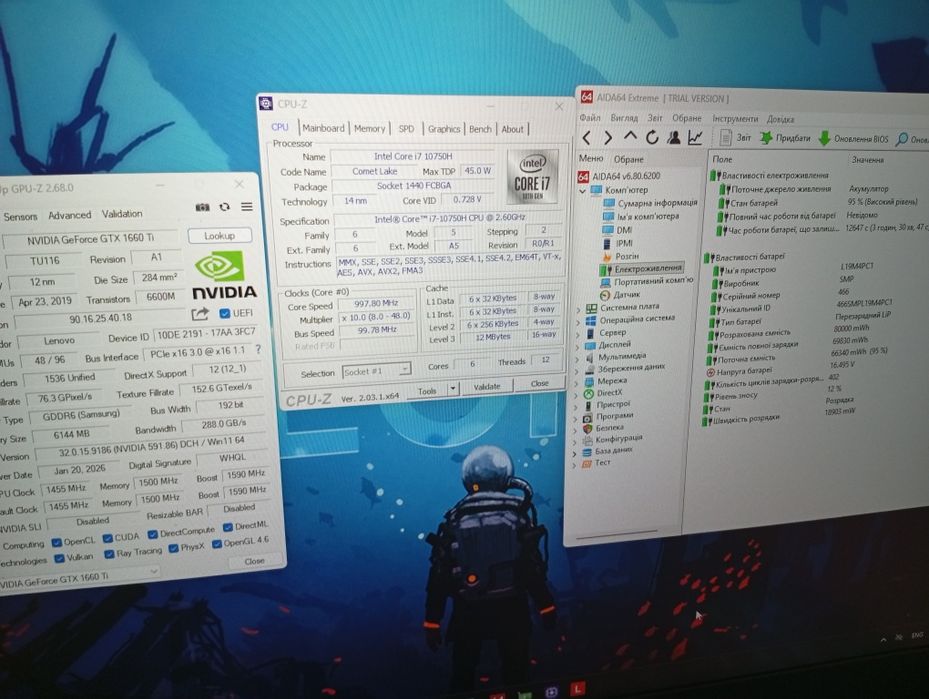 Ноутбук/Lenovo/i7/10750H/16 ram/512 SSD/GTX 1660ti/6gb/15,6/240 hz/ips