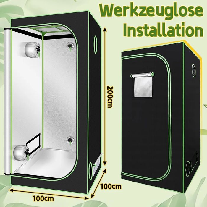 NOWY Namiot do uprawy roślin Growbox 100x100x200 cm