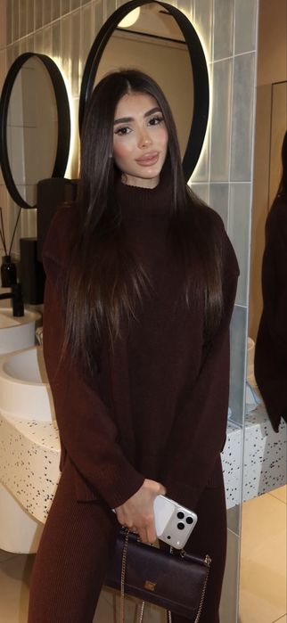 Костюм зимовий светрик та лосини коричневий