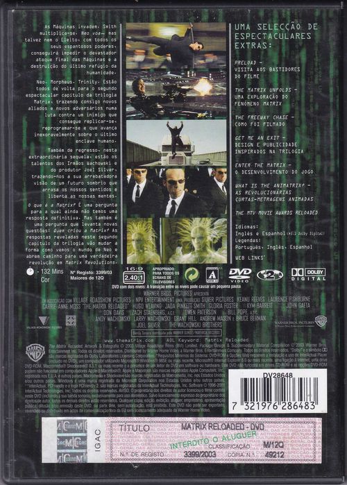 DVD - Matrix - RELOAD (inclui 1 Disco Extra)