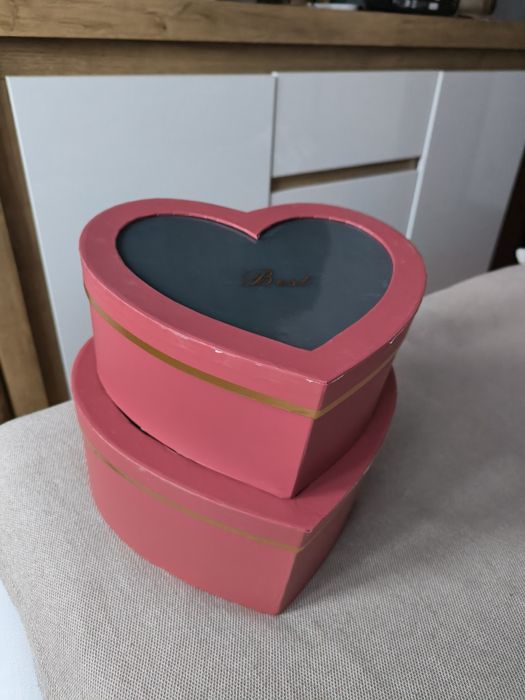 Box flower box pudełko prezentowe serce czerwone z okienkiem 2szt