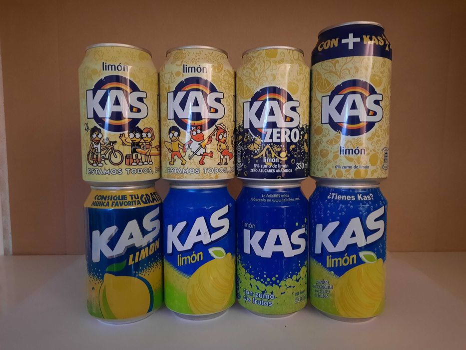 Lote de 48 latas de bedidas diversas - Blue, Kas, Orangina