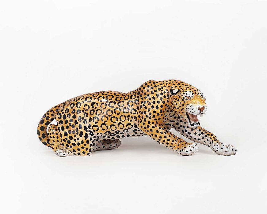 Lampart Leopard Gepard Figura Ceramiczna vintage Made In Italy