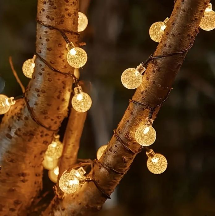 Сонячна гірлянда 11 м, 60 LED, Тепле світло, Для саду та двору