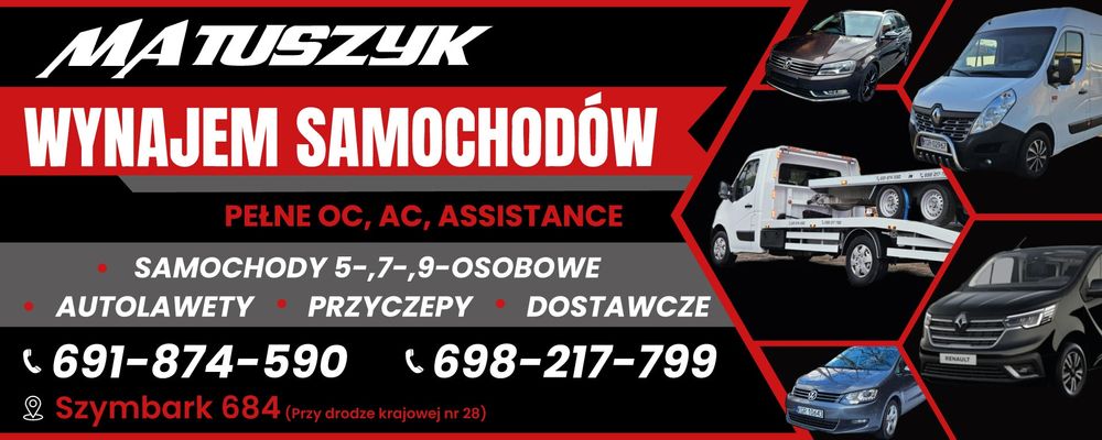 Wynajem wypozyczalnia aut 5,7,9- osobowych