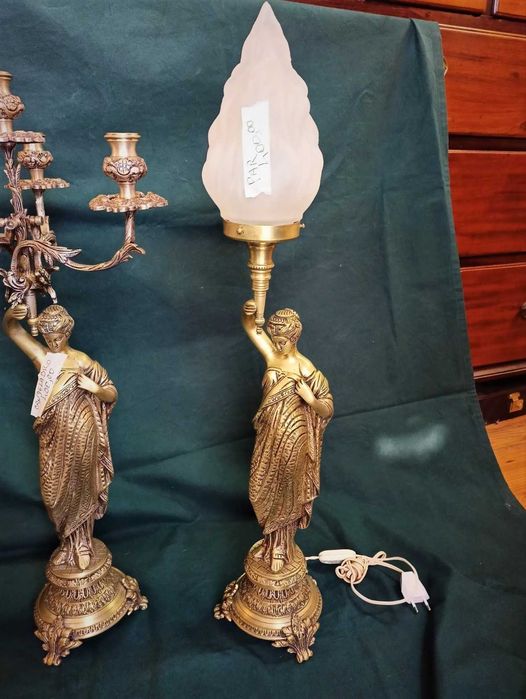 Candelabro Par Candeeiros Mesa Bronze