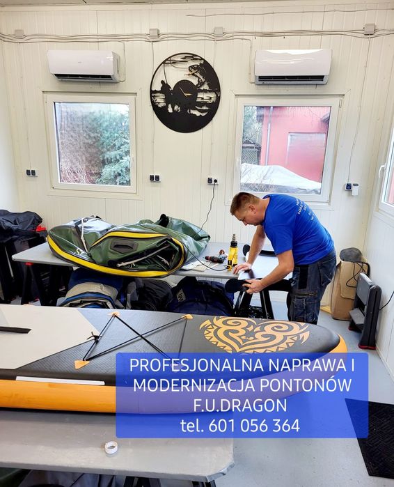 Naprawa łodzi RIB, pontonów, desek SUP, basenów, jacuzzi. Usługi szkut
