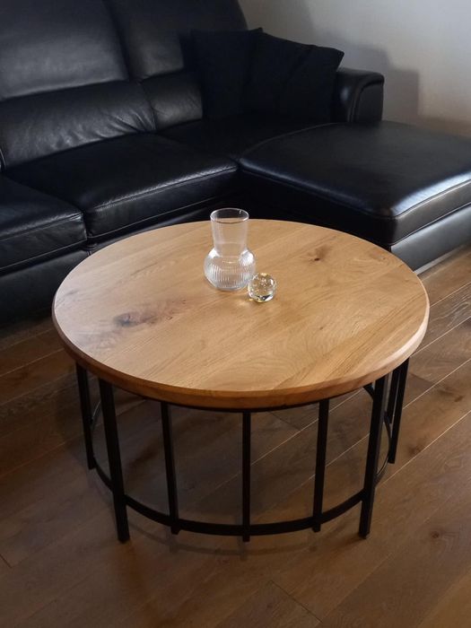 Ława loft dębowa okrągła