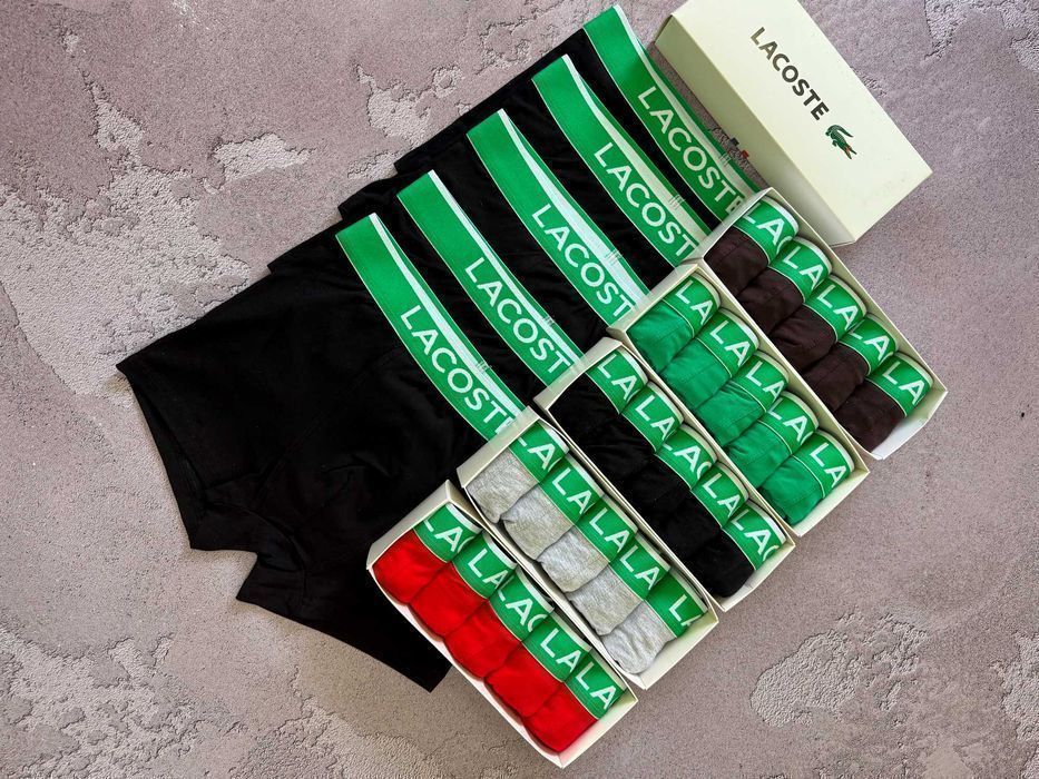 Чоловічі боксери Lacoste Green. Мужские трусы Лакоста зеленая резинка