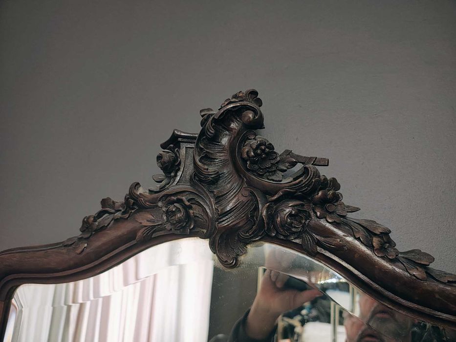 Stylowe potrójne lustro dębowe