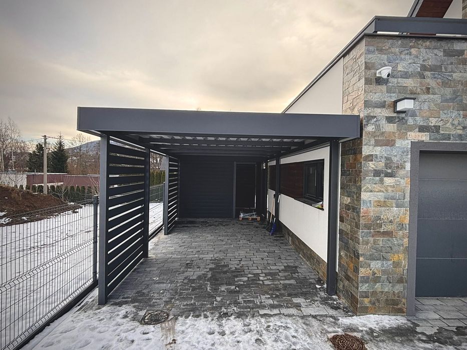 Nowoczesna wiata garażowa, carport, wiata samochodowa